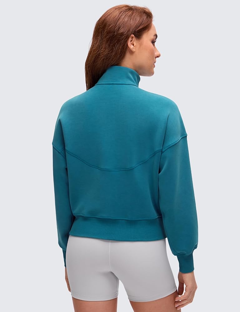 CRZ YOGA SoftAura Half Zip Sweatshirt for Women - Pullover Workout