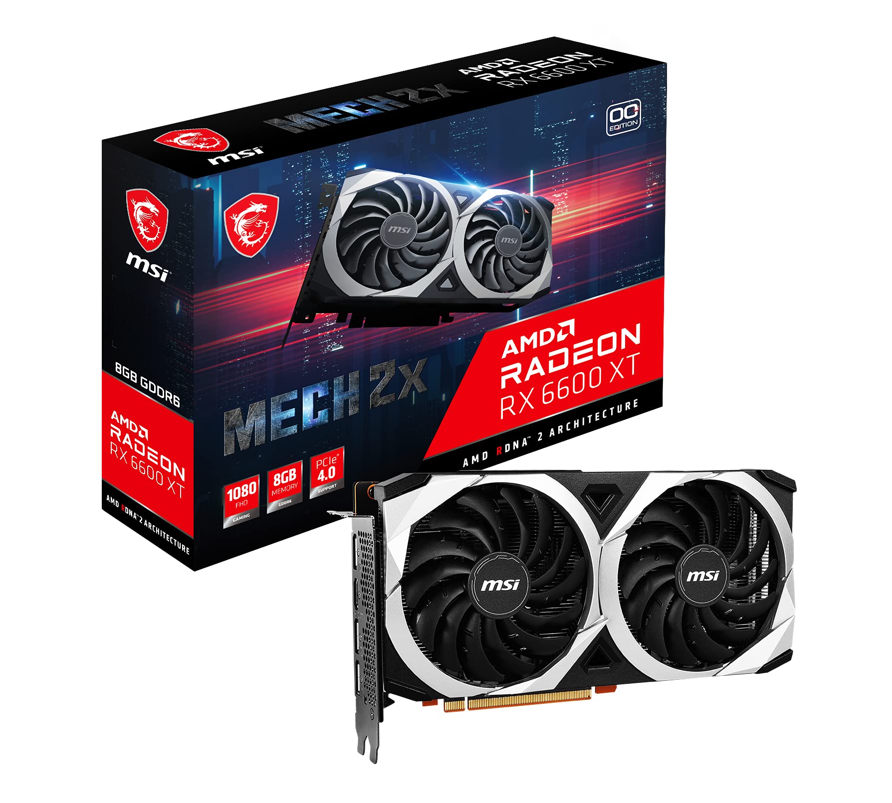 Amazon.com: MSI Radeon RX 6600 XT MECH 2X 8G OC Gaming Graphics