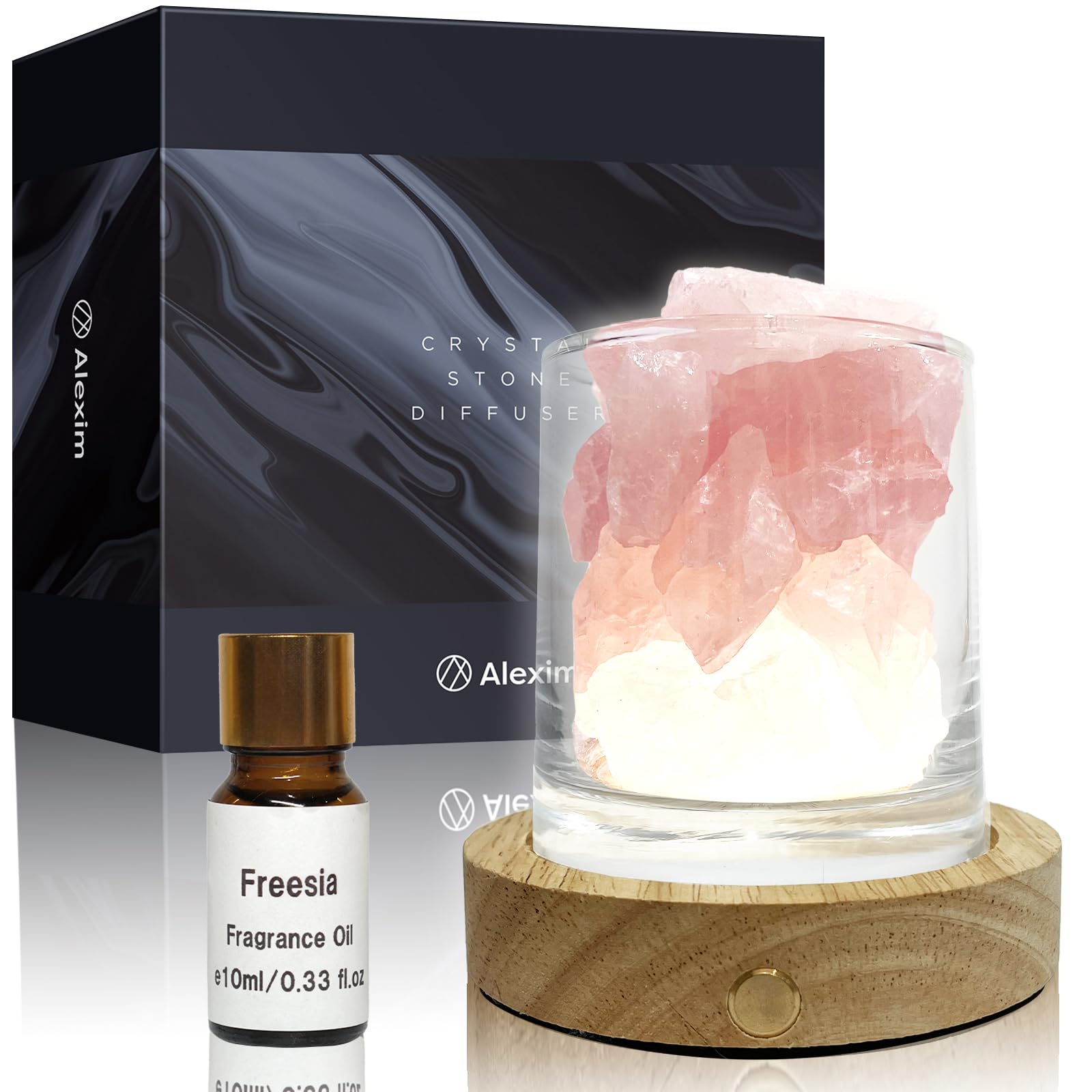 Amazon.co.jp: Alexim アロマストーン ローズクォーツ 充電式LED台座