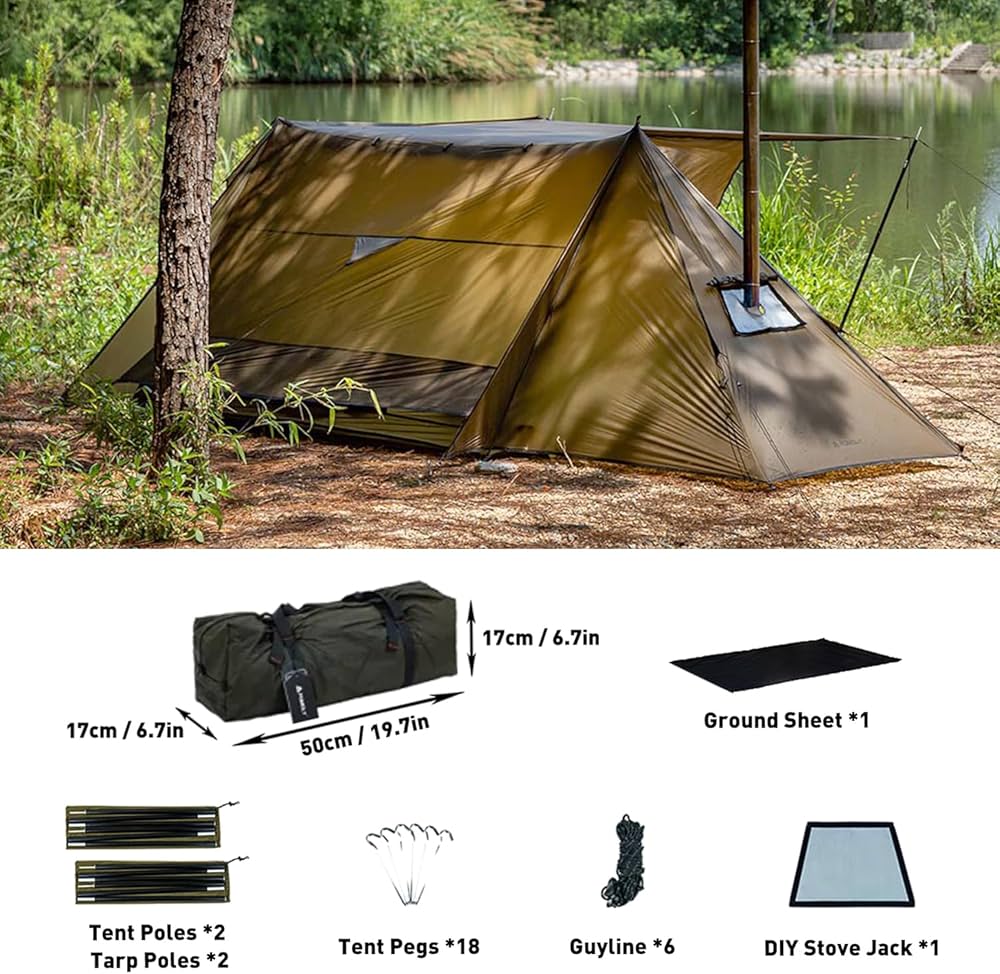 Amazon.com : POMOLY Hot Tent Bushcraft Tent, STOVEHUT 20 2.0