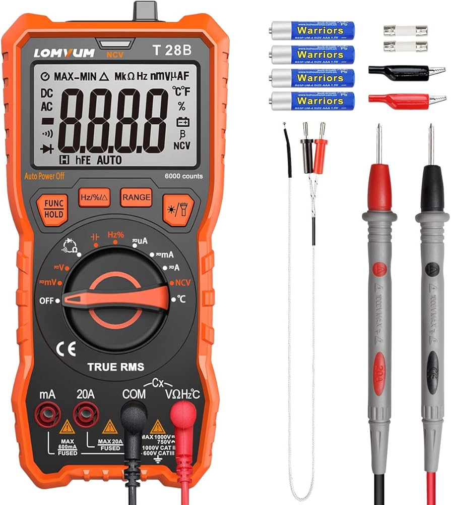 Amazon | LOMVUMデジタルマルチメーター、6000カウントオートレンジ