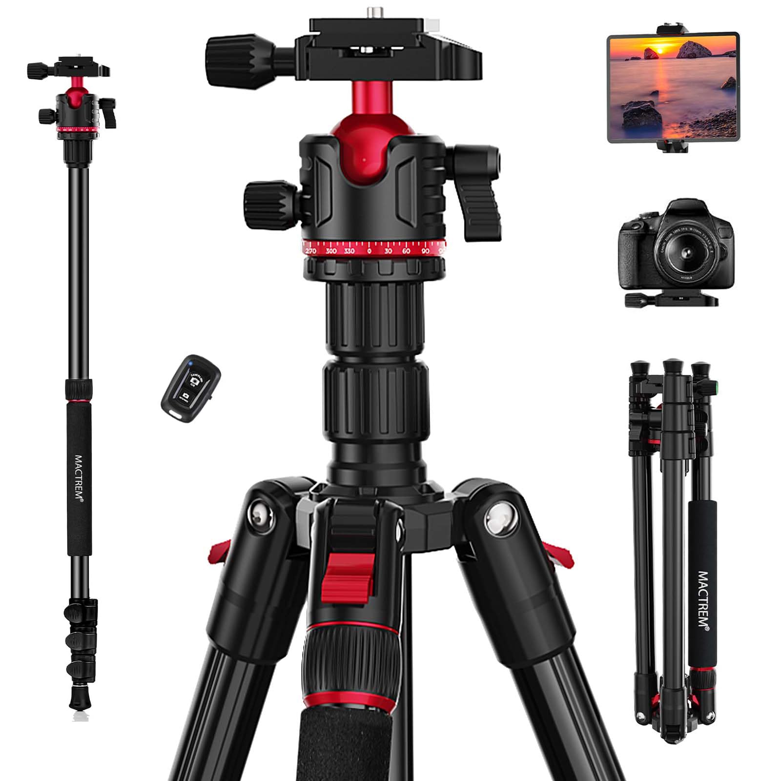Amazon.com : MACTREM Camera Tripod, 67 inch/172cm Aluminum Travel