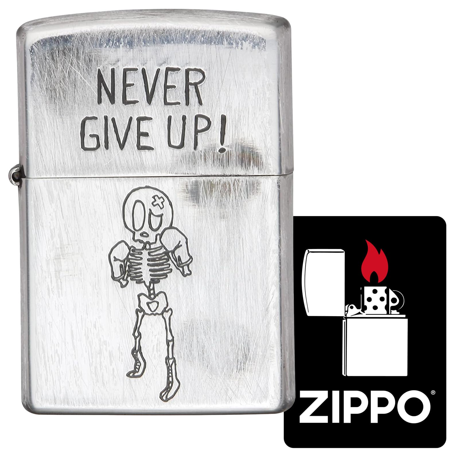 Amazon.com: Zippo 2UDS-GIVEUP Windproof Brass Lighter Funny Skull