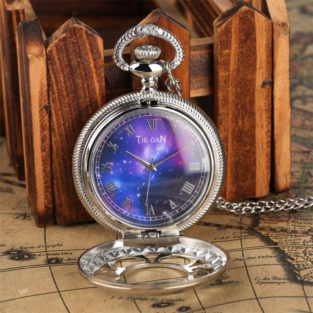 Amazon.co.jp: 懐中時計チェーン付き懐中時計シルバーホローフラワー