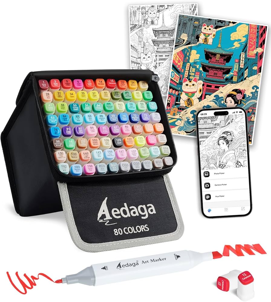 Amazon | イラストマーカー 80色 マーカーペン セット カラーペン 無料