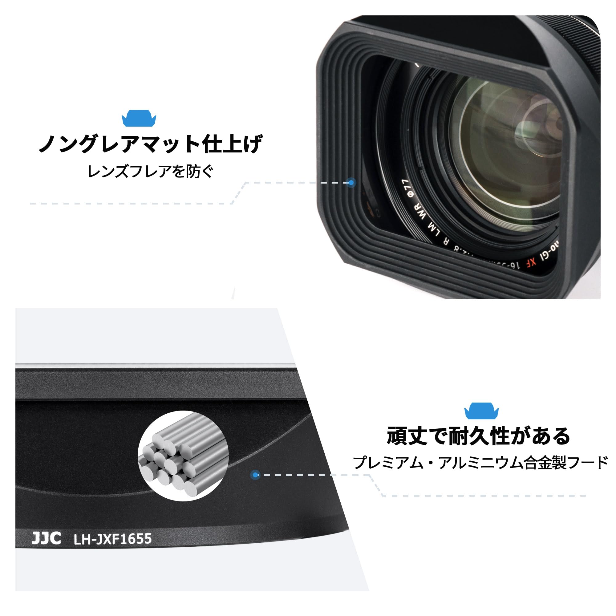 Amazon | JJC メタル 正方形 レンズフード + フードキャップ Fujifilm