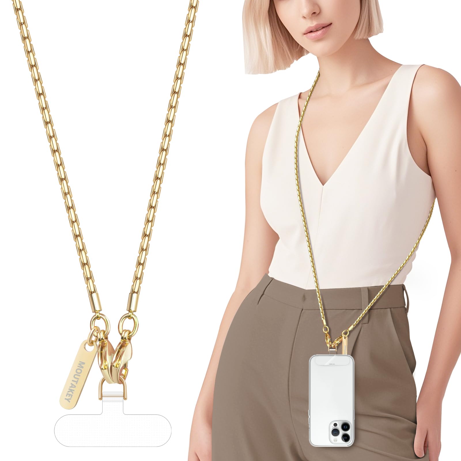 Amazon.com: MOUTAKEY Metal Cell Phone chain Crossbody Phone