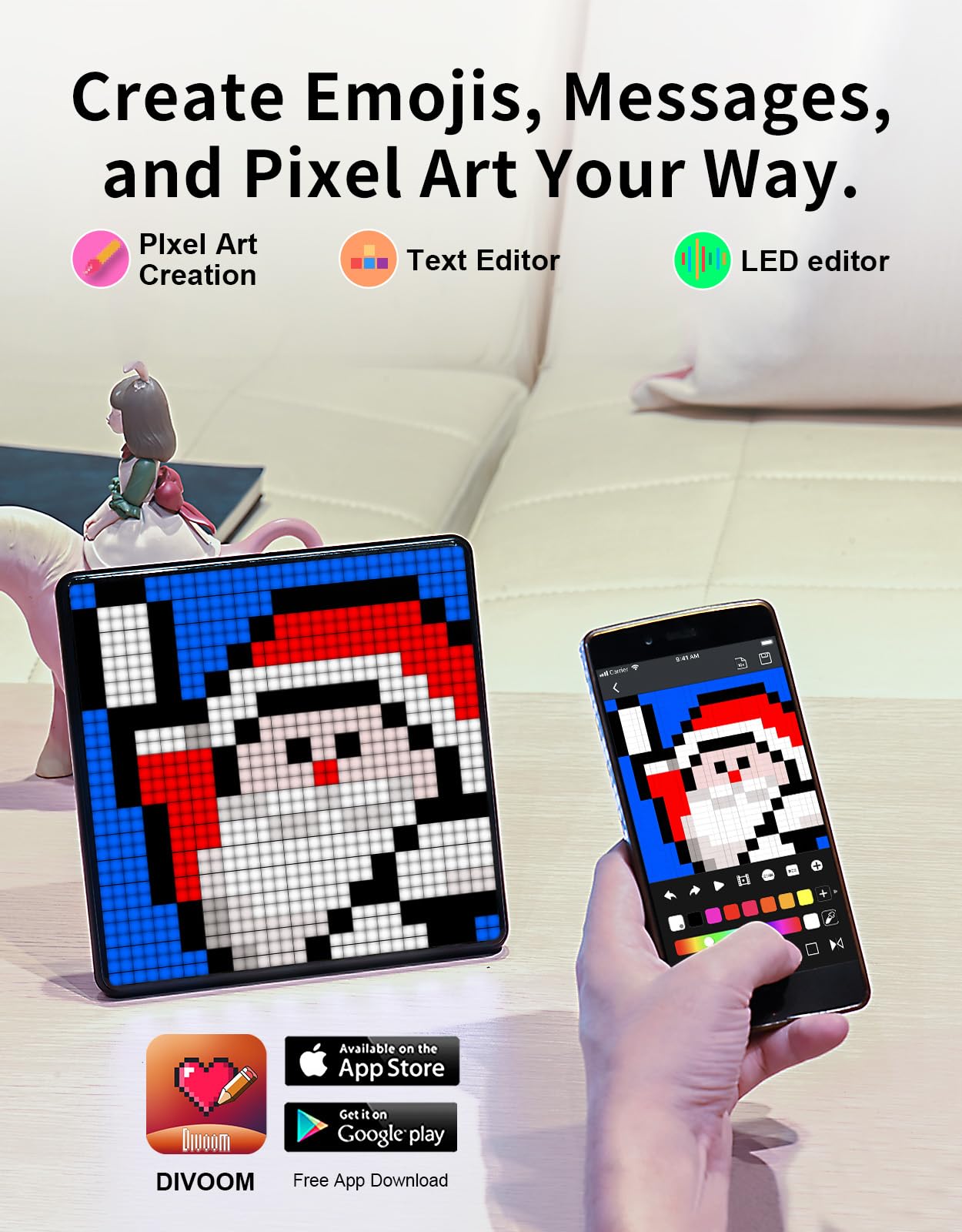 PAINEL MODULAR DIGITAL DIVOOM COM ARTE DE PIXEL MODELO PIXOO-MAX