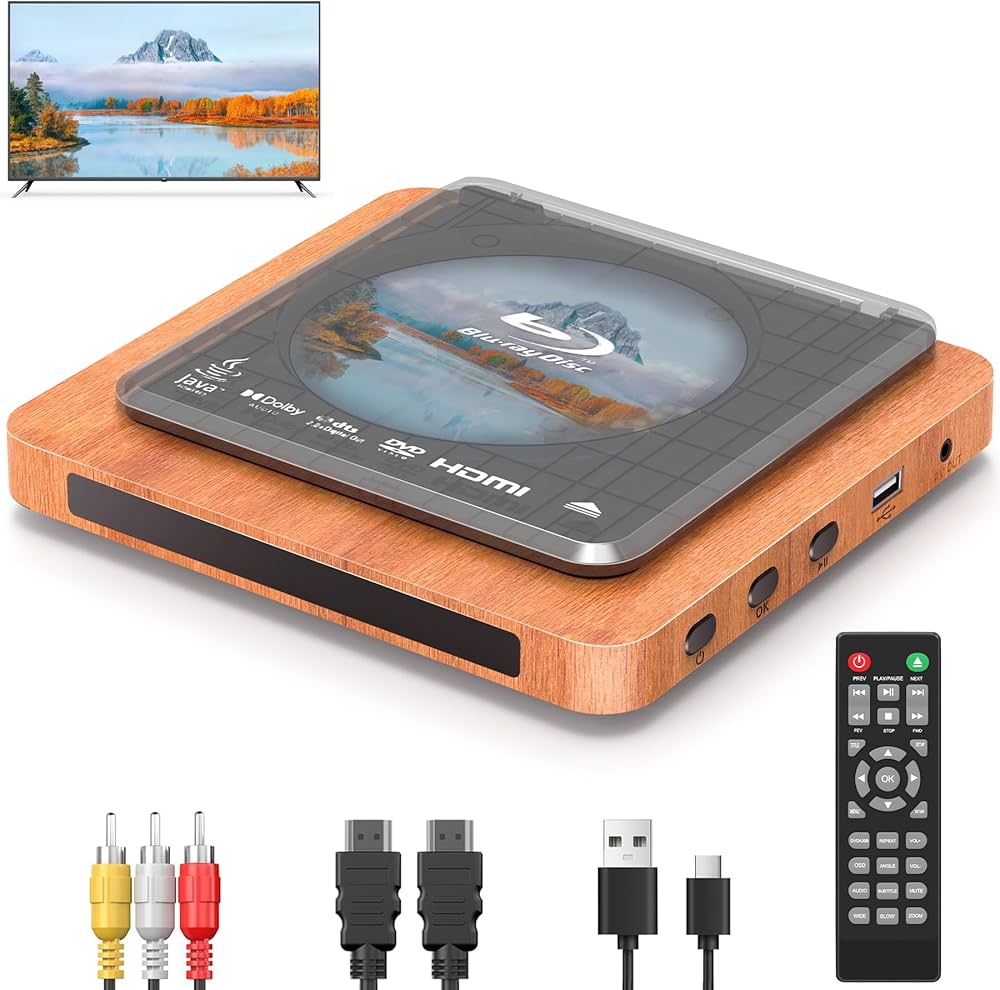 2025 Blu-ray-Player mit HDMI/AV-Kabel und Fernbedienung, Dolby