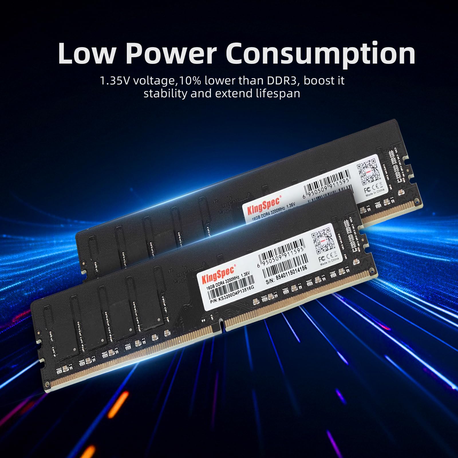 Amazon.com: KingSpec 32GB (2x16GB) DDR4 RAM 3200MHz לשולחן העבודה