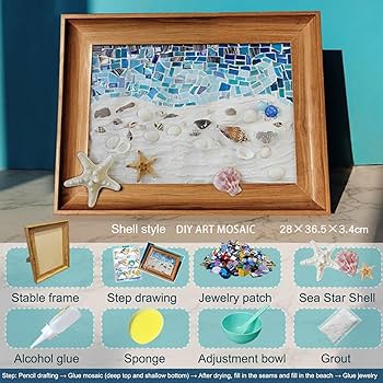 Amazon.co.jp: 大人用シー グラス アート キット、フレーム付きシー