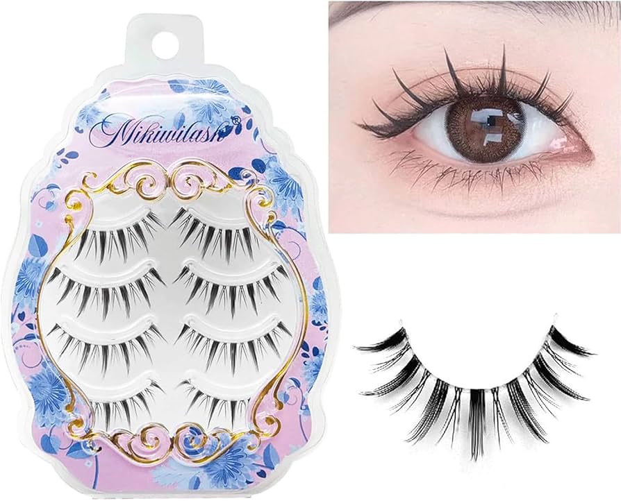 Amazon | mikiwi マンガまつ毛、クリアべースアニメまつ毛 4個入り