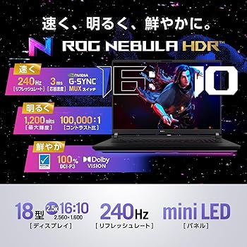 Amazon.co.jp: ASUS ゲーミングノートPC ROG Strix SCAR 18 G835LW