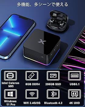 Amazon.co.jp: ミニPC 最新第12世代 N95（最大3.4GHz）8GB 256GB m.2
