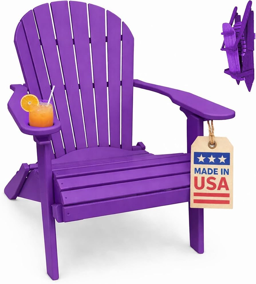 Amazon.com: Ecommersify Folding Adirondack Chair with Cup Holder