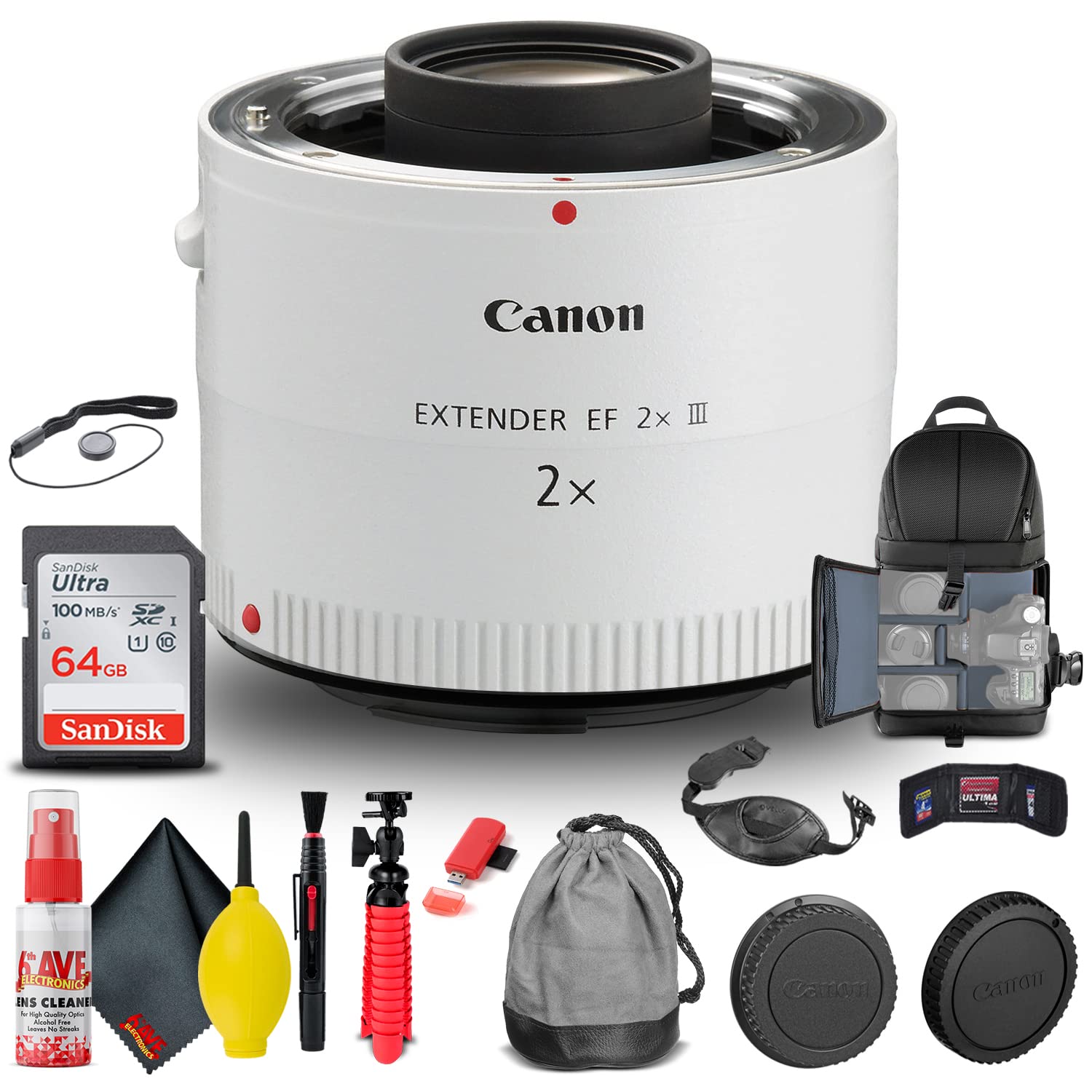 Amazon.com : Canon Extender EF 2X III (4410B002) + Backpack + 64GB