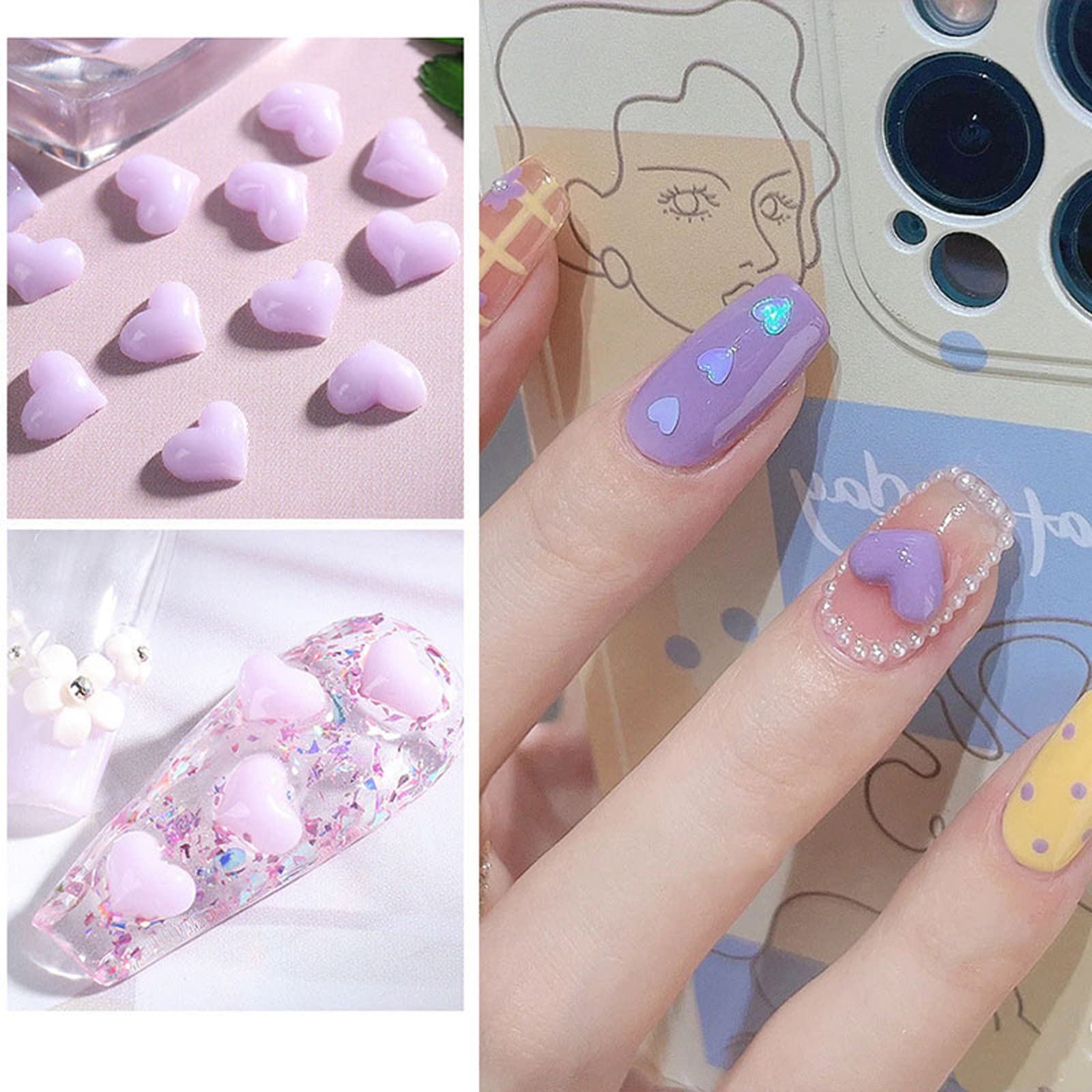 Amazon.co.jp: ネイルパーツ ハート 変色 6色 3d 立体 ハートストーン