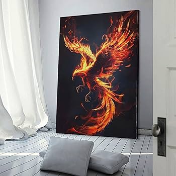 Amazon.com: Fantasy Cool Fire Bird Flamebird Phoenix Rising Poster