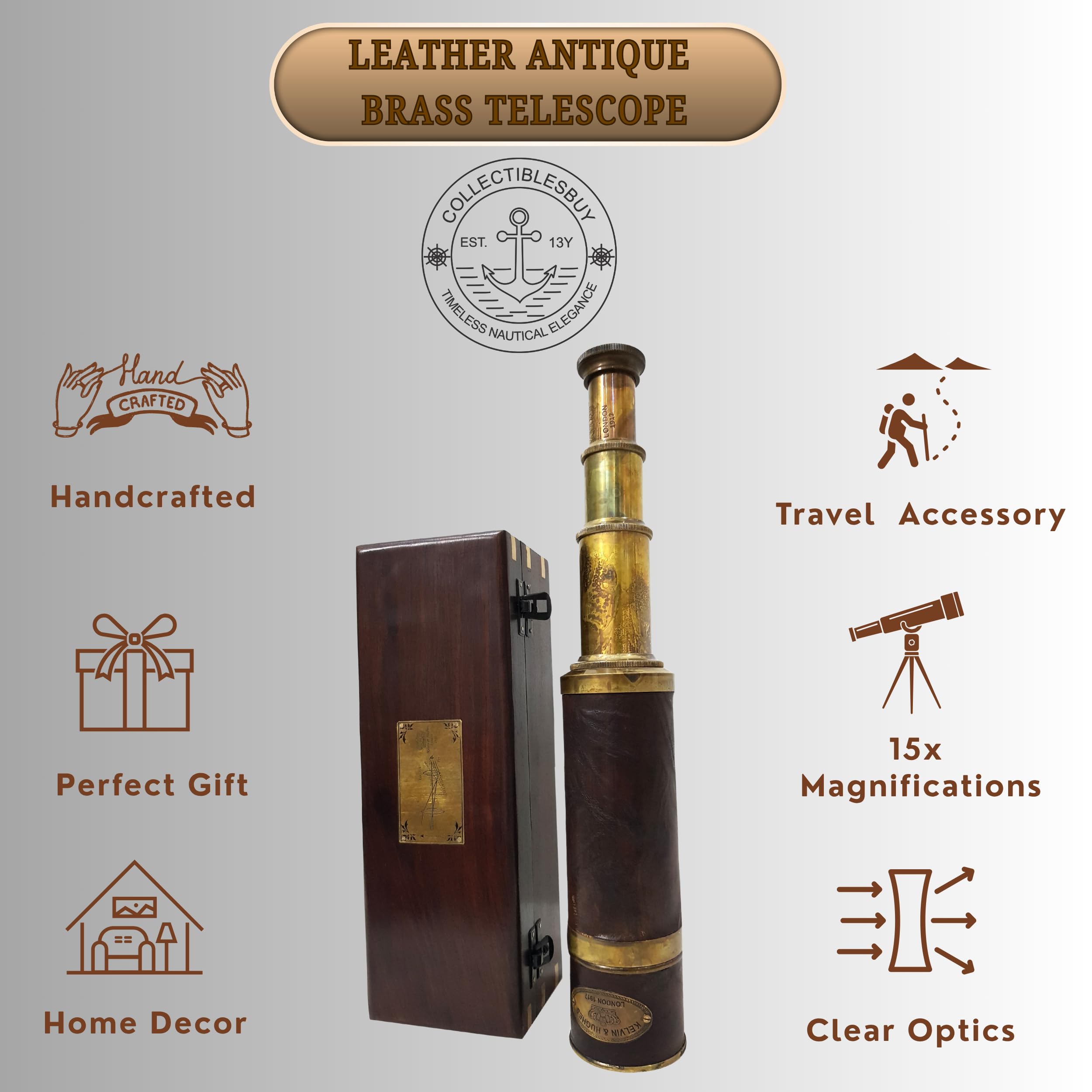 Amazon.com: Antique Brass Leather Telescope Kelvin & Hughes London