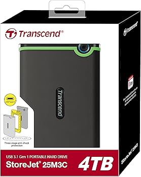 Amazon | Transcend ポータブルHDD 4TB 耐衝撃 USB3.1 Gen1 [Type-C] 3