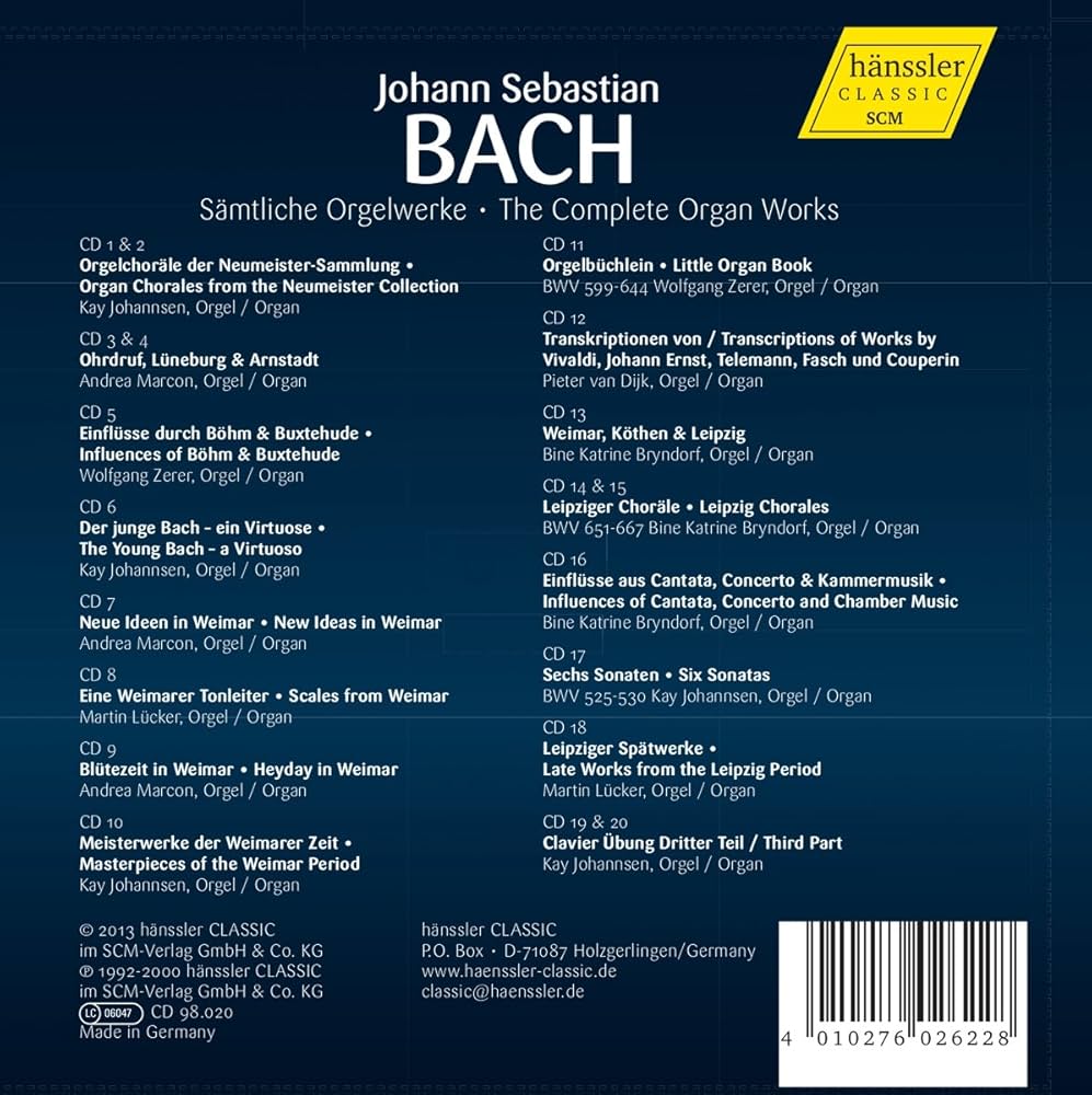 BACH,JOHANN SEBASTIAN - Complete Organ Works - Amazon.com Music