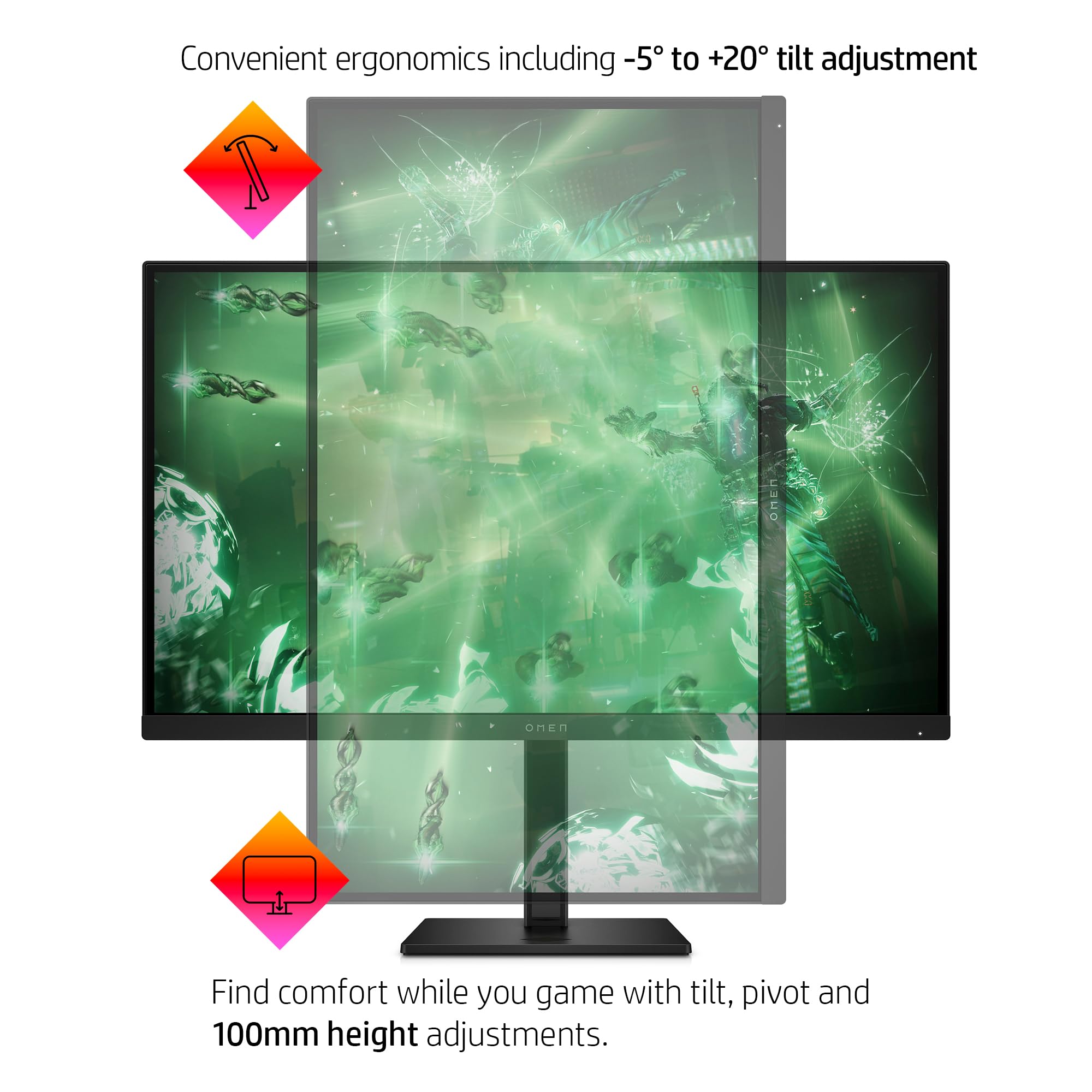 HP OMEN 27q QHD 165Hz Gaming Monitor, QHD Display (2560 x 1440