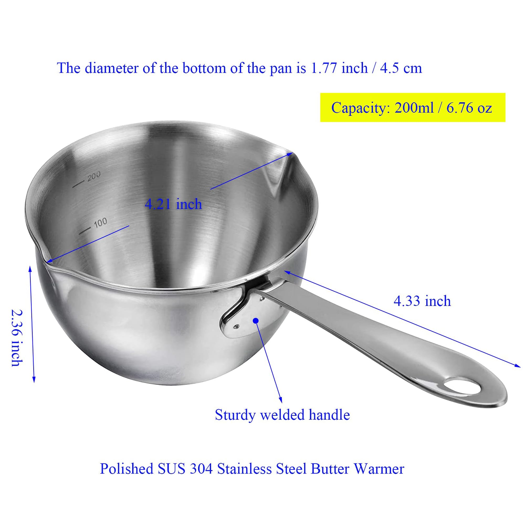 Amazon.com: BOHK 6.76 Oz Mini Butter Warmer Stainless Steel Small