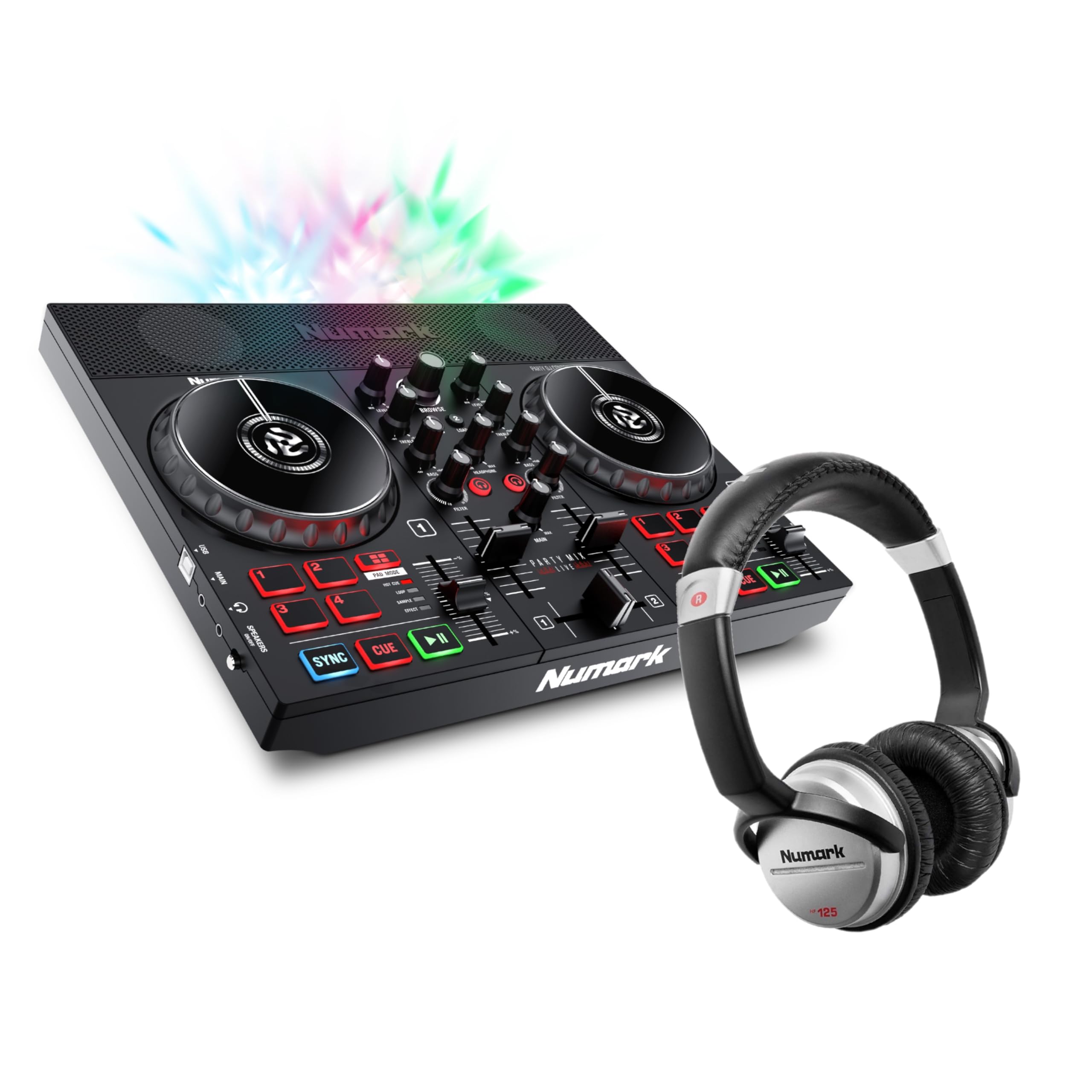 Numark Party Mix Live + HF 125 – DJ Controller Set mit eingebauten