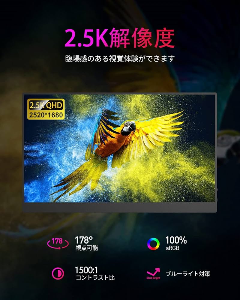 Amazon.co.jp: CNBANAN モバイルモニター 16インチ 2.5K解像度