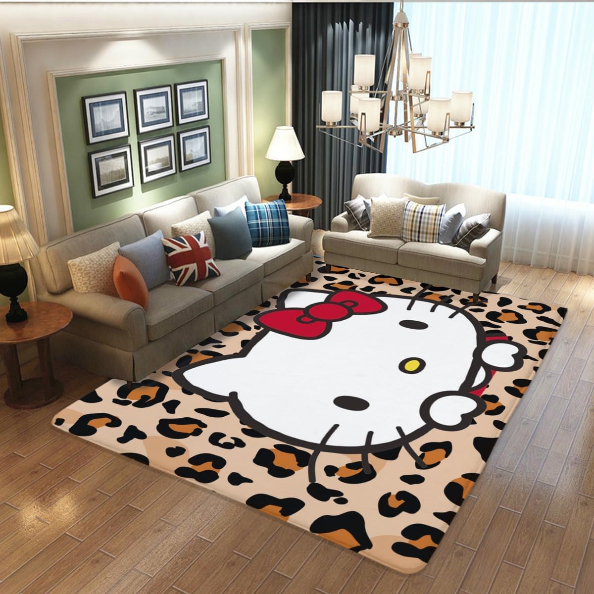 Amazon | ハローキティ 豹柄 ラグ カーペット 洗える ラグマット 滑り