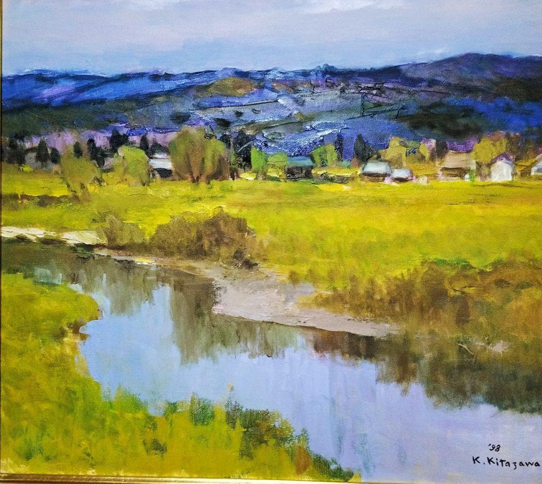 Amazon.co.jp: 北沢計「水ぬるむ頃」佐原、水郷の画家 日展会友