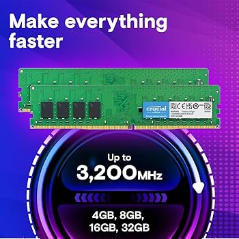 Crucial 16GB DDR4 RAM Kit (2x8GB), 3200MHz (PC4-25600) CL22
