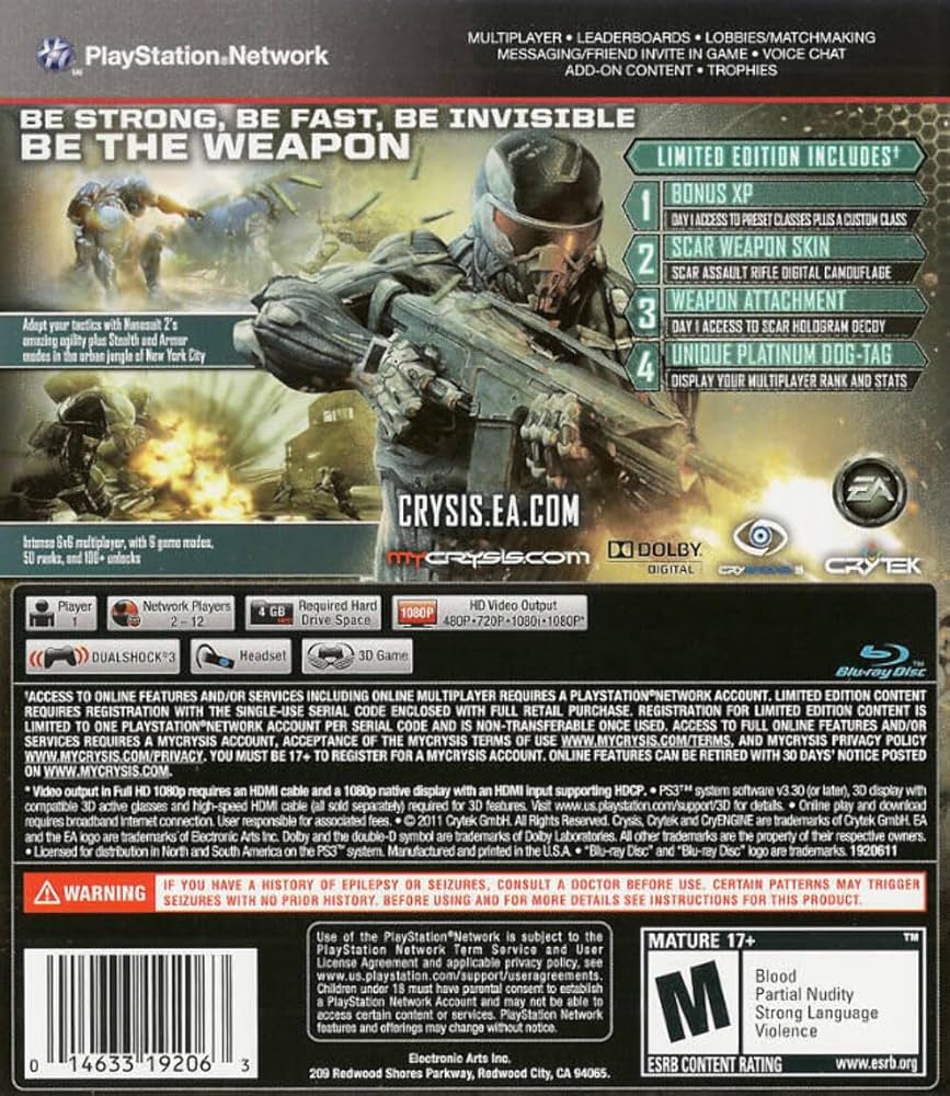 Amazon.com: Crysis 2 - Limited Edition (PS3) : Video Games