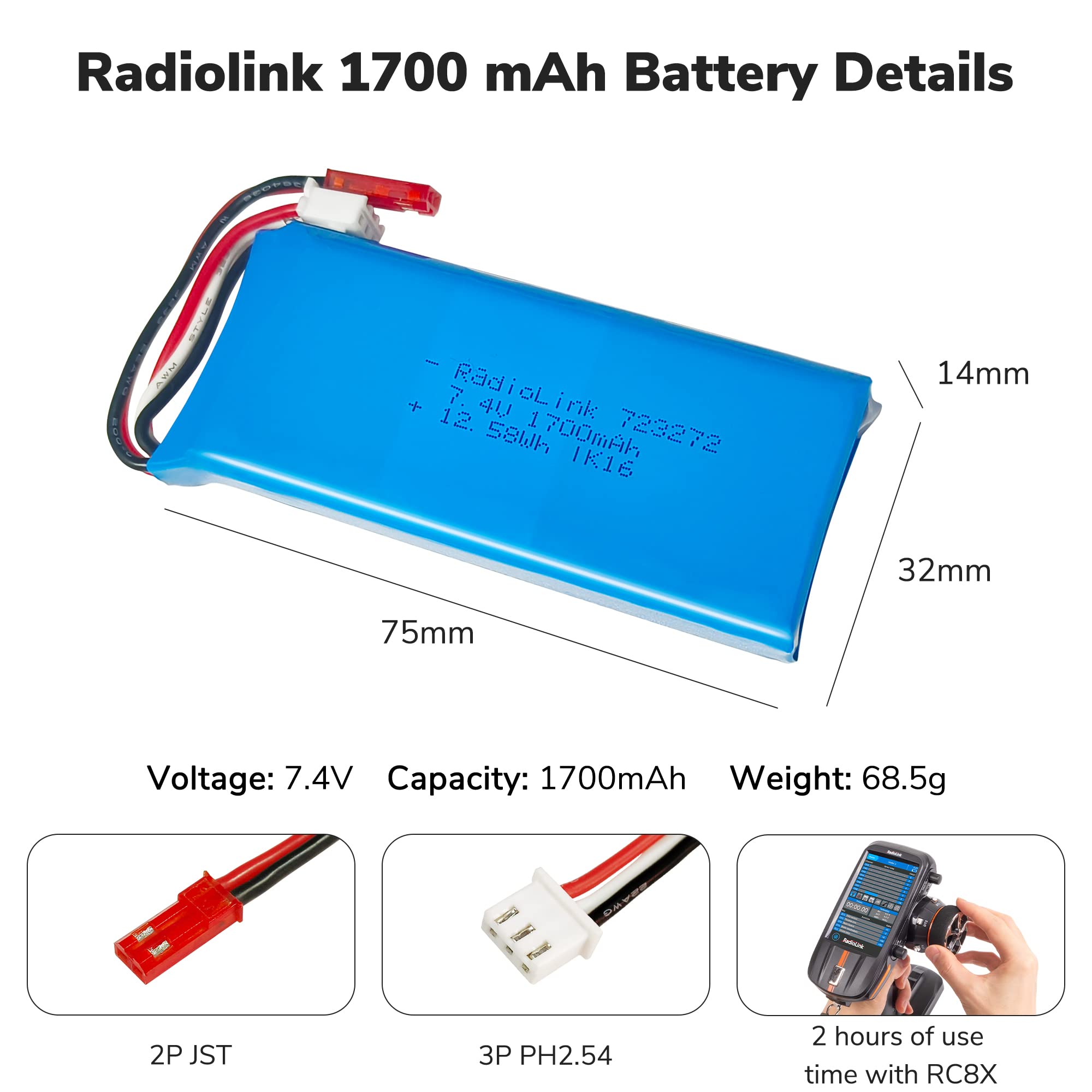 Amazon.co.jp: ATA HOBBY Radiolink 7.4V 2S リポバッテリー 1700mAH