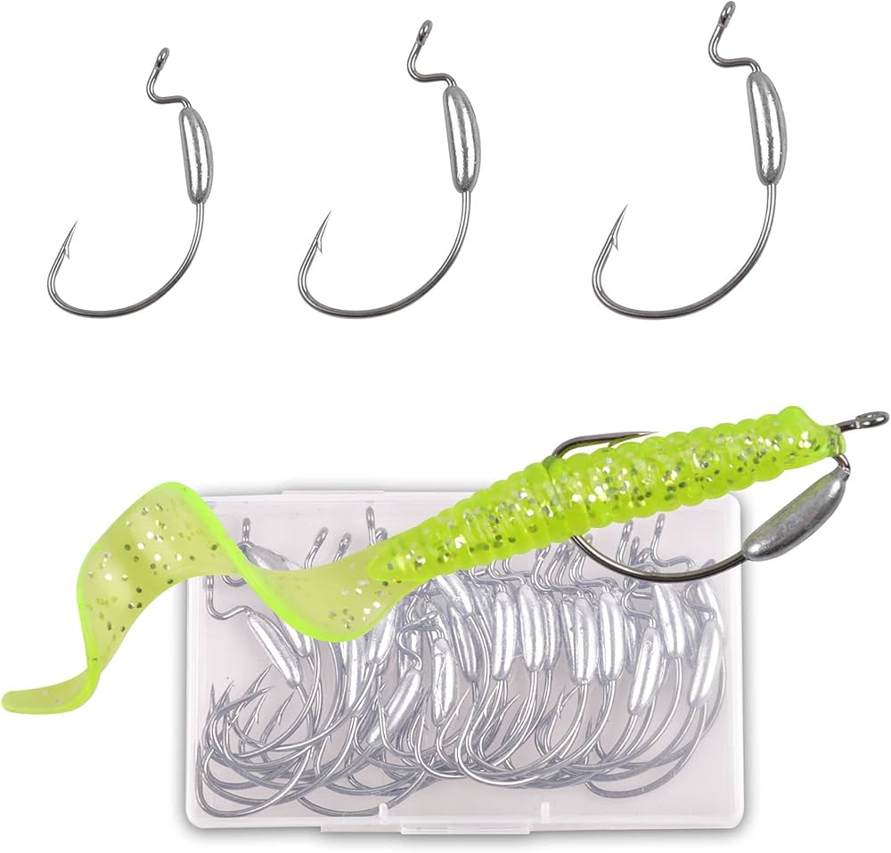 Amazon | 30本入 バス釣り ウェイテッドフック ワームフック オモリ
