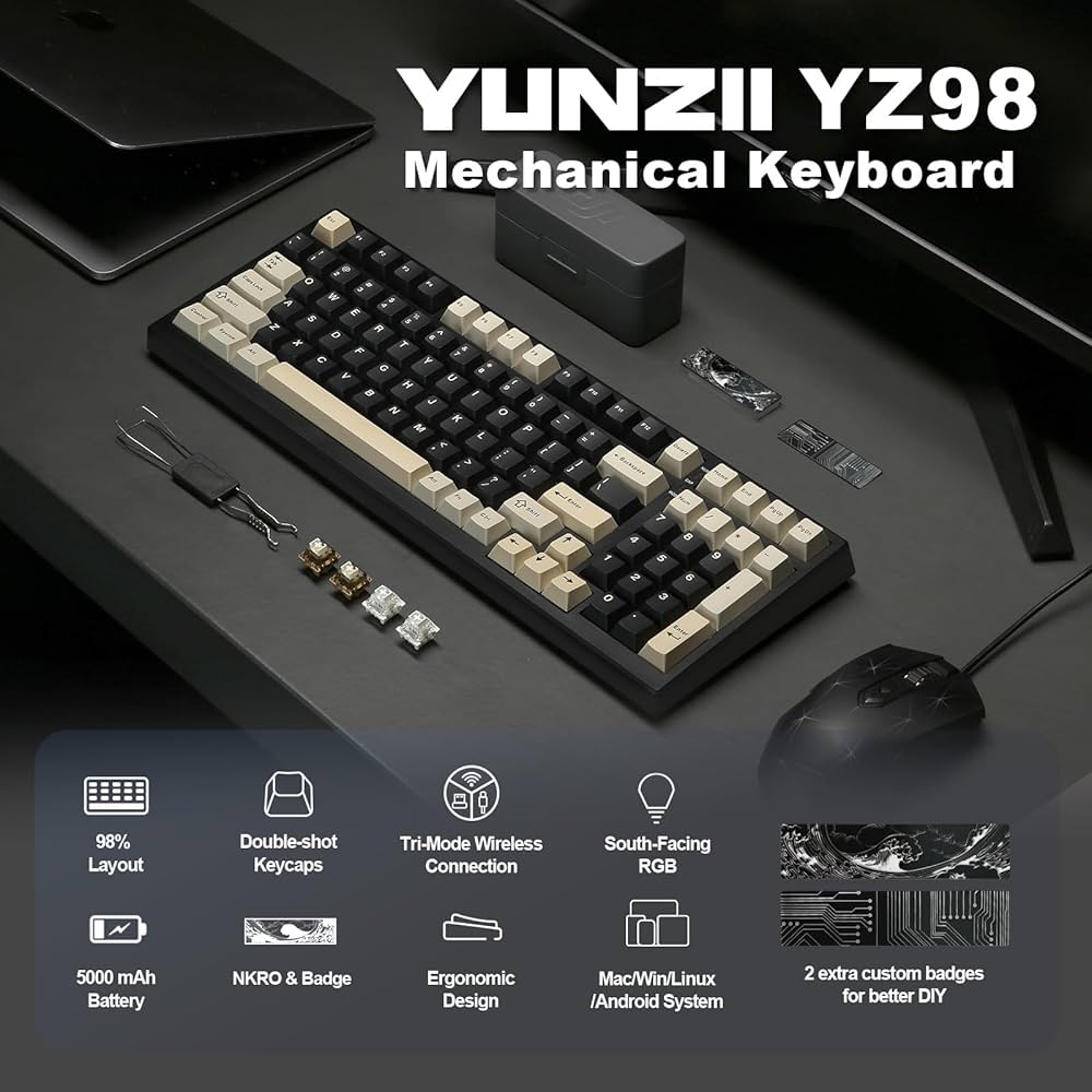 Amazon | YUNZII YZ98 99 キー メカニカル キーボード ガスケット搭載