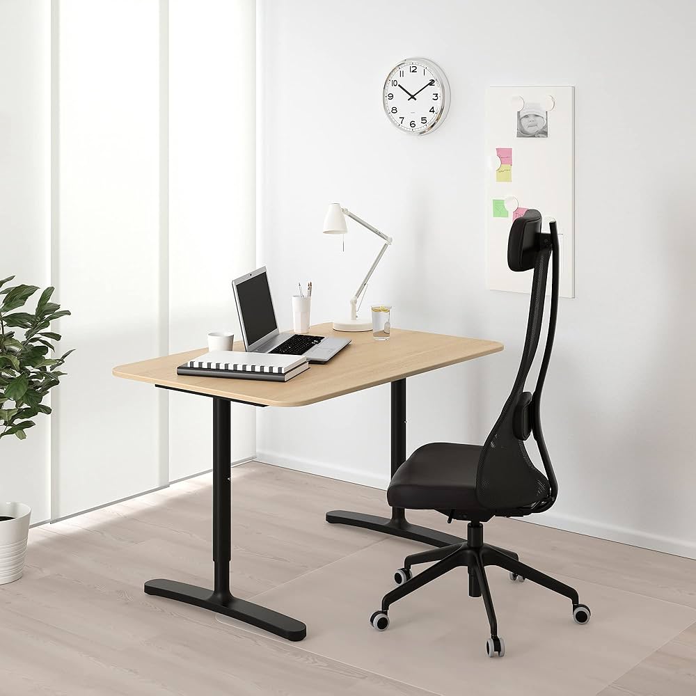 IKEA BEKANT Desk, 120x80cm, white stained oak veneer/black