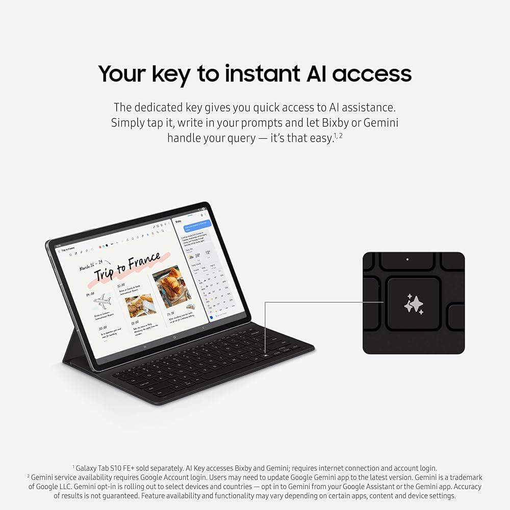 SAMSUNG Tab S10 FE/+ Book Cover Keyboard Slim — AI Key, preto