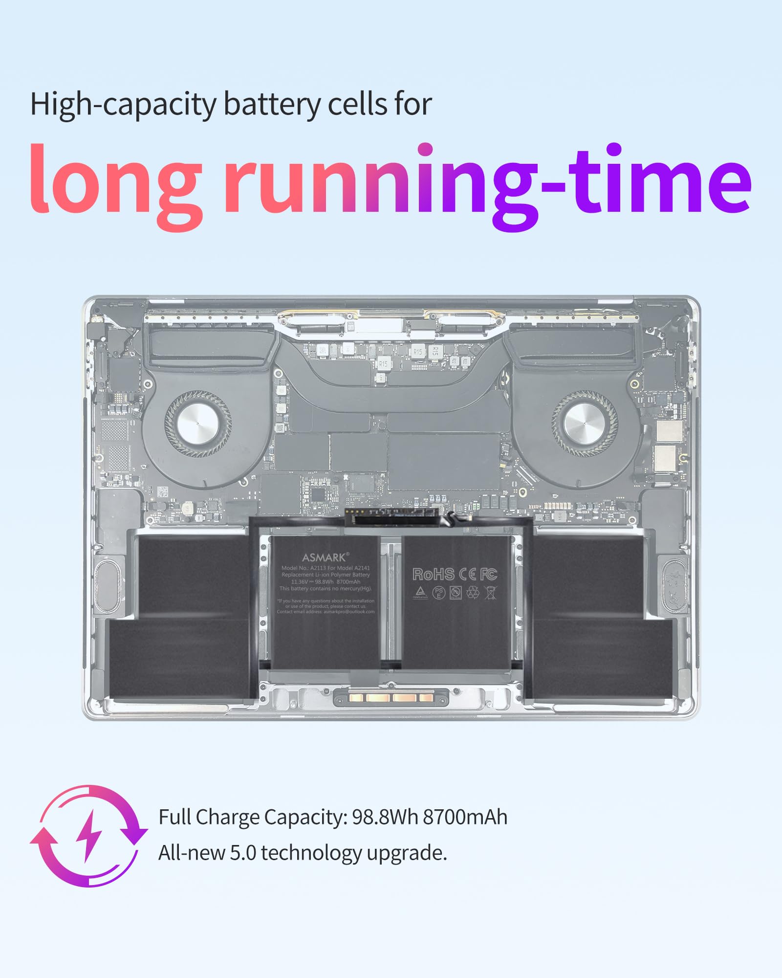 MacBook Pro A2141 Battery Replacement for 16-inch 2019 A2113