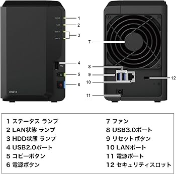 Amazon.co.jp: Synology NASキット 2ベイ DS218/JP【ガイドブック付