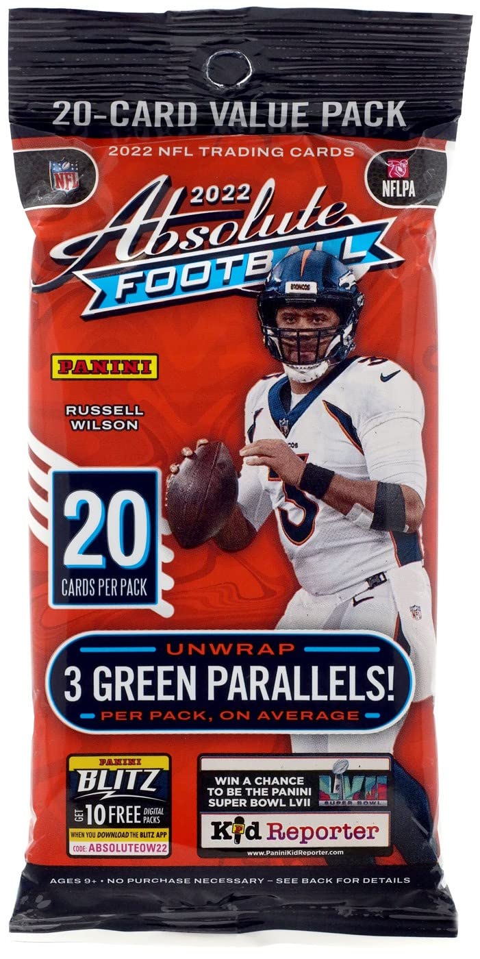 Amazon.com: 2022 Panini Absolute Football NFL Cello Fat Pack - 20