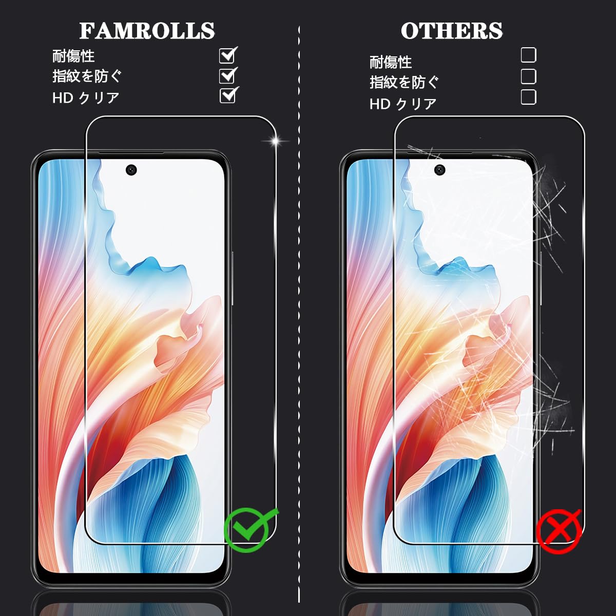 Amazon | 【2+2枚セット】 対応 OPPO A79 5G ガラスフィルム スマホ