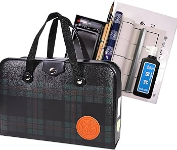 Amazon | 本石硯＆1本文鎮 高級書道セット ハードケース（緑・チェック