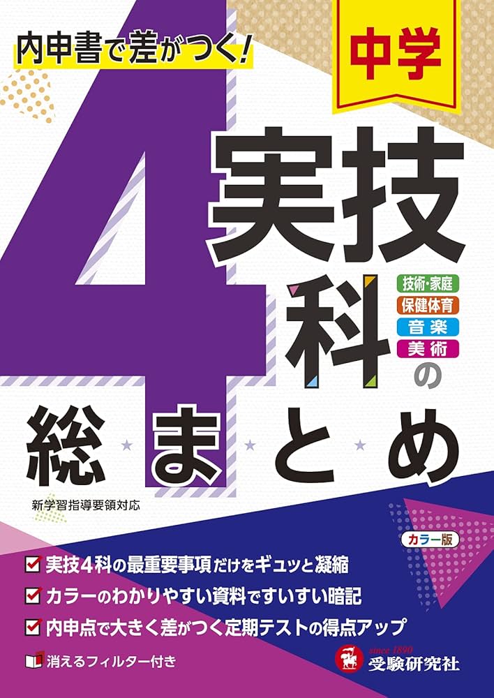 中学実技4科の総まとめ:内申点で差がつく定期テストの得点UP! (受験