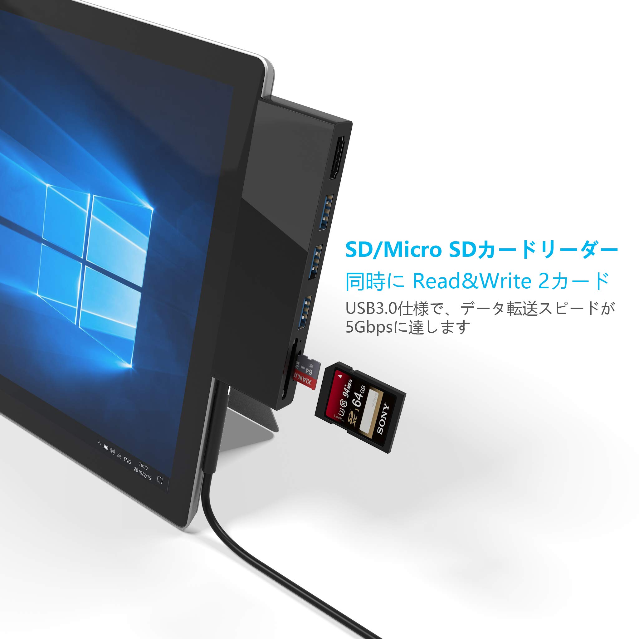 Amazon.co.jp: Microsoft Surface Pro 5/Pro6 用 USB 3.0 ハブ ミニDP