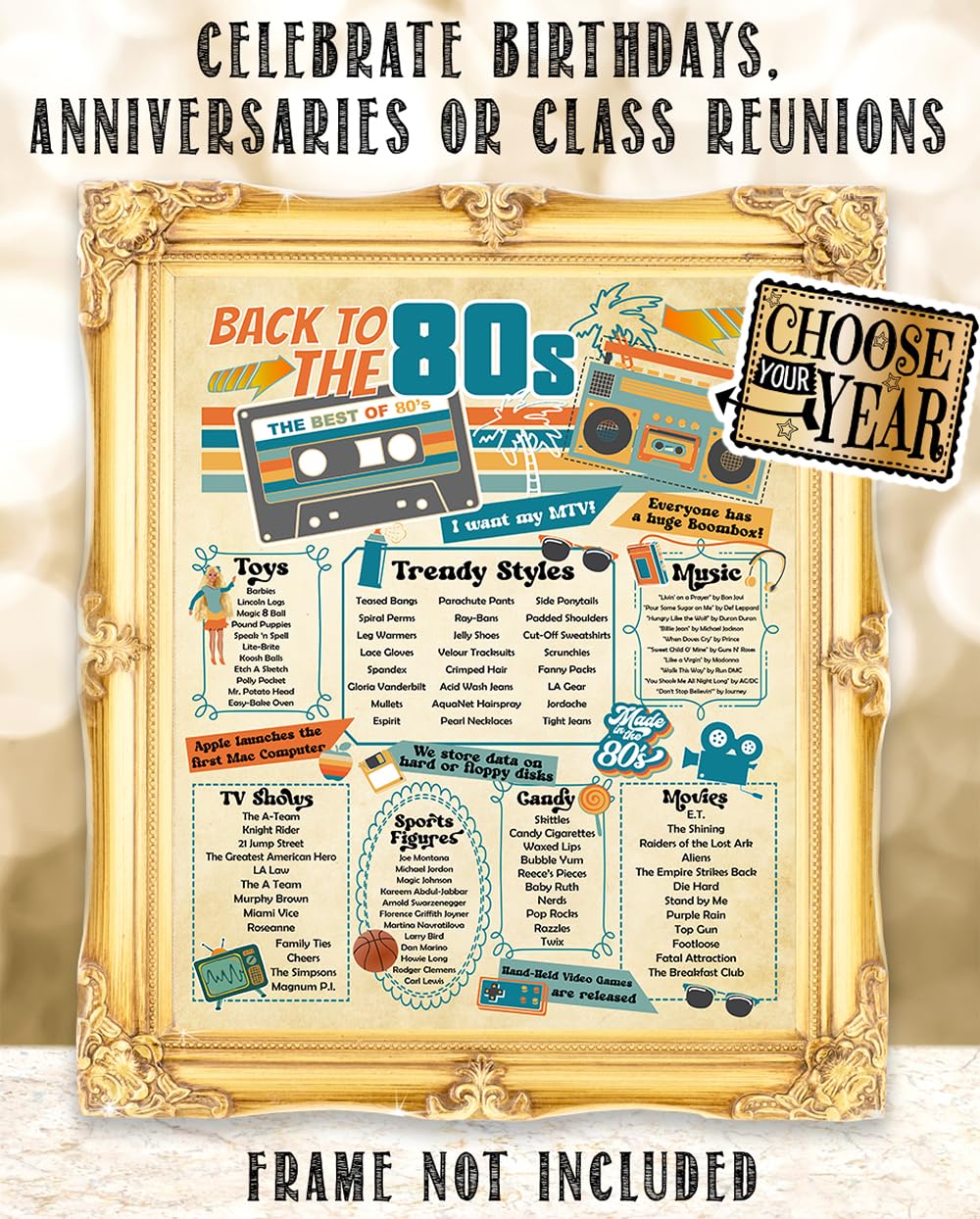 Amazon.com: Back to the 80s Retro Poster Unframed 11x14 Print-A