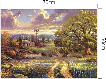 Amazon | CHengQiSM 1000ピース ジグソーパズル Thomas Kinkade 田園