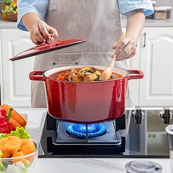 Amazon.com: Velaze 6 QT Enameled Cast Iron Dutch Oven, Dual