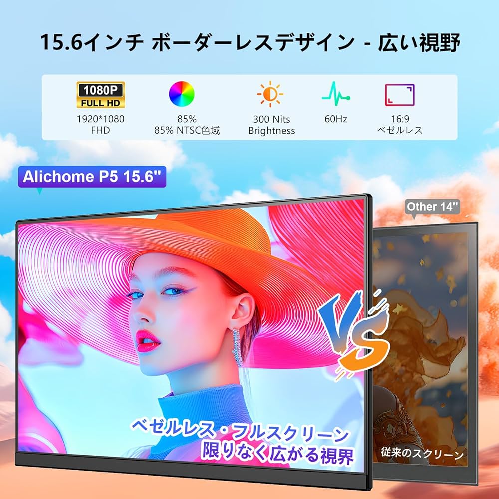 Amazon.co.jp: Alichome P5 デュアルモニター 15.6インチ モバイル pc