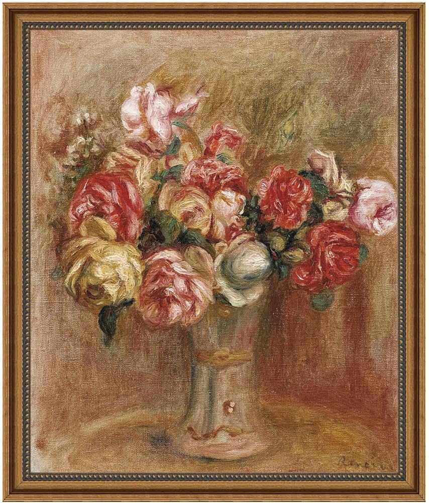 キャンバス油絵 専用 花瓶に入れた二輪のお花 キャンバス油絵 専用